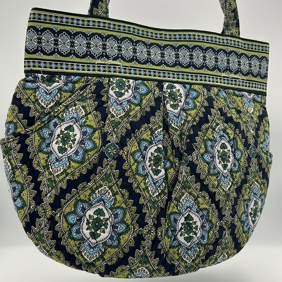 Vera Bradley Hannah Cambridge pattern blue green white purse tote shoulder bag - Picture 4 of 15